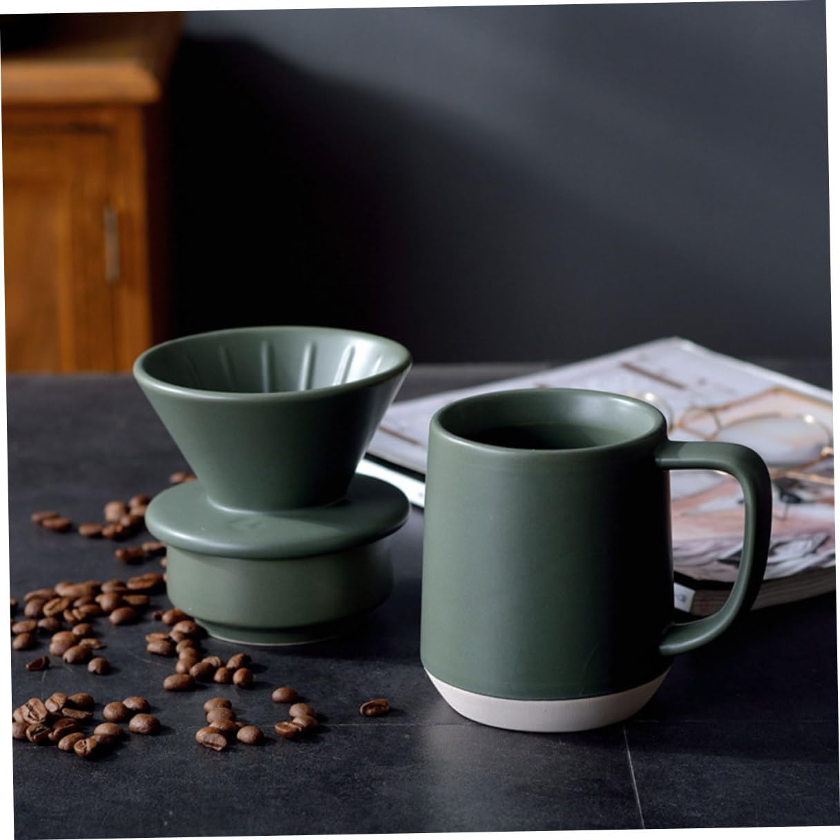 Yardenfun Keramik Kaffeefilterbecher mit Praktischem Henkel und Feiner Filterfunktion Tragbar mit Schlichtem Design für Kaffeegenuss zu Hause oder Büro