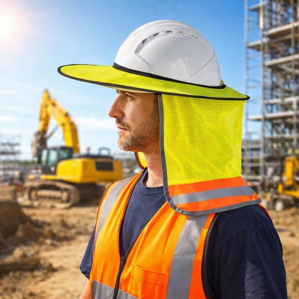 Hard Hat Sunshield, Full hard hat shade Coverage with Reflective Safety Strip, Universal hardhat visor Fit for All Hard Hats (4pcs)