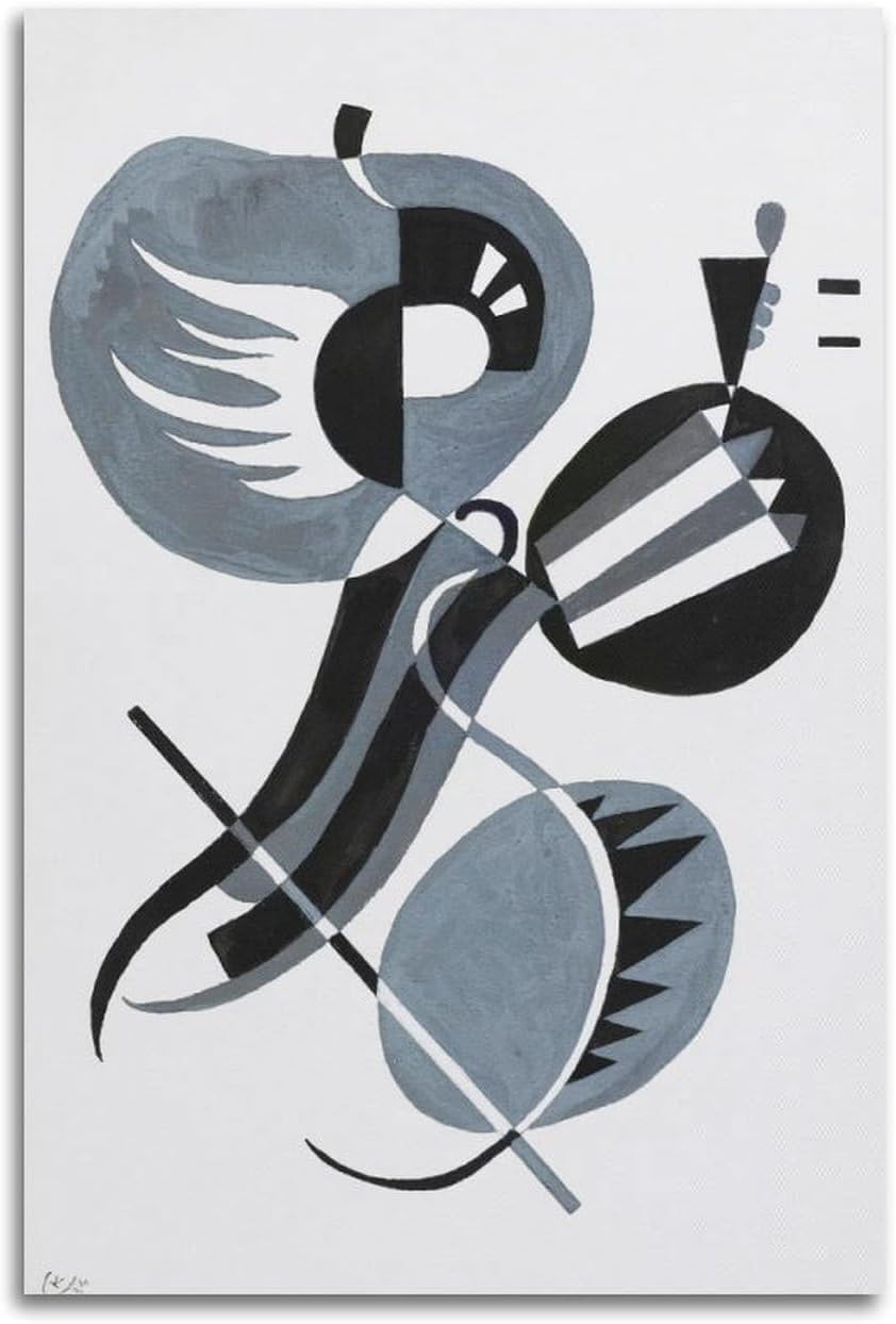 Rikin Liuff Black And White by Wassily Kandinsky Canvas Poster Abstract Wall Art Painting Wassily Kandinsky Prints for Home Picture Decor 40x55cm Frameless