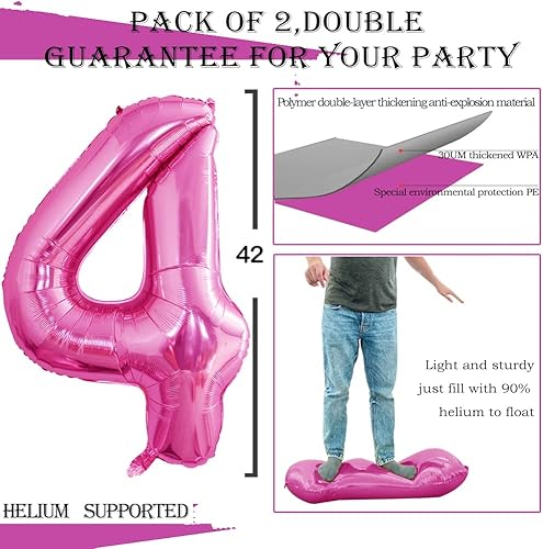 Miniatura 26 de GOER Globos con el número 40 para decoraciones de fiesta de cumpleaños número 40, globos de helio de aluminio jumbo de 42 pulgadas para 40
