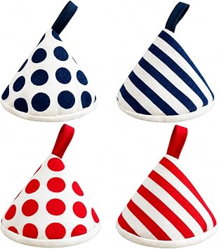 4-Pack Heat Insulated Triangle Cotton Handle Covers | Cast Iron Skillet/Dutch Oven Lid Grip, Reusable Hot Pot Holders for Frying Pans, Enameled Dutch Ovens & Oven Cookware