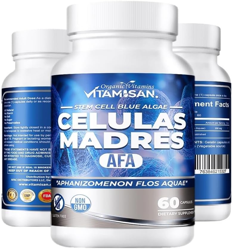 VITAMISAN 4 Celulas Madres Stemcells Celula AFA Blue Green Algae - Aphanizomenon Flos-aquae -Anti-Aging 240 Capsules New no GMO - Image 6