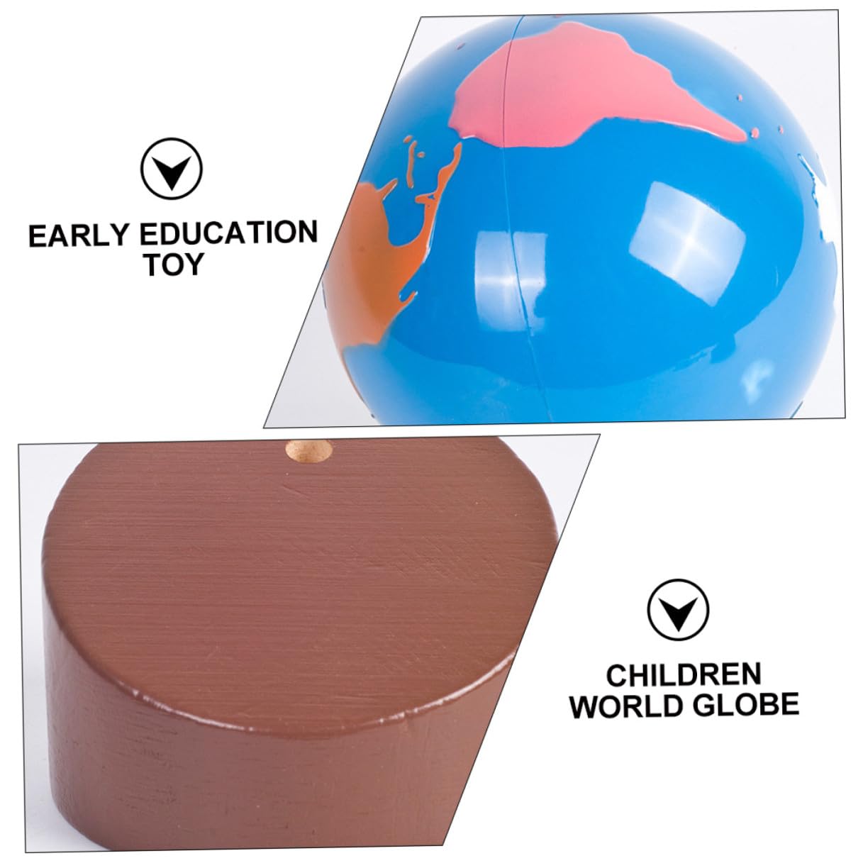 Globe Peinture à Base d'eau en Bois Terrestre Ornemental pour Protéger la Vue Surface Lisse et Éducation Précoce des Garçon et Filles, pour Décoration
