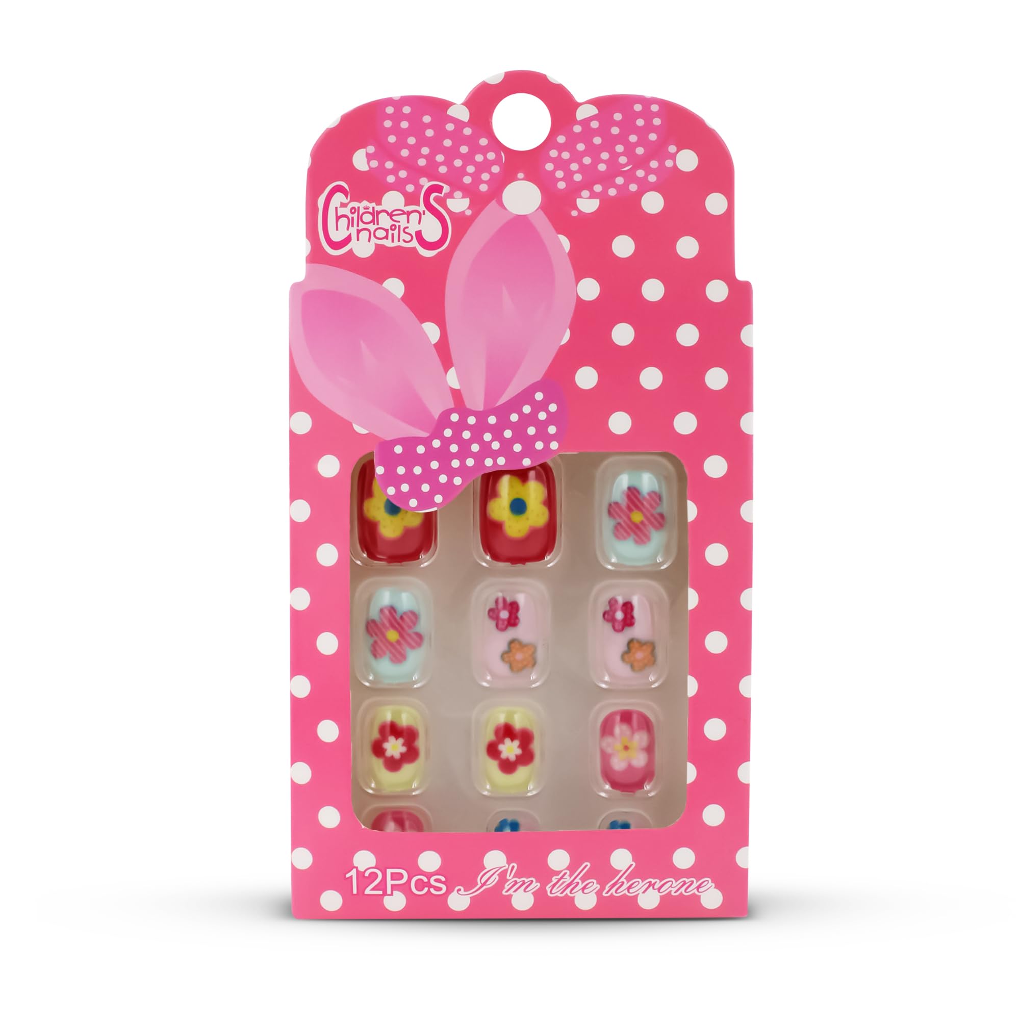 Bella Monza Girls Artificial Nails Art Kit with Glue 12 PCS of Stick on Kids Nails Flowers Degine (Multi Color)-image-14
