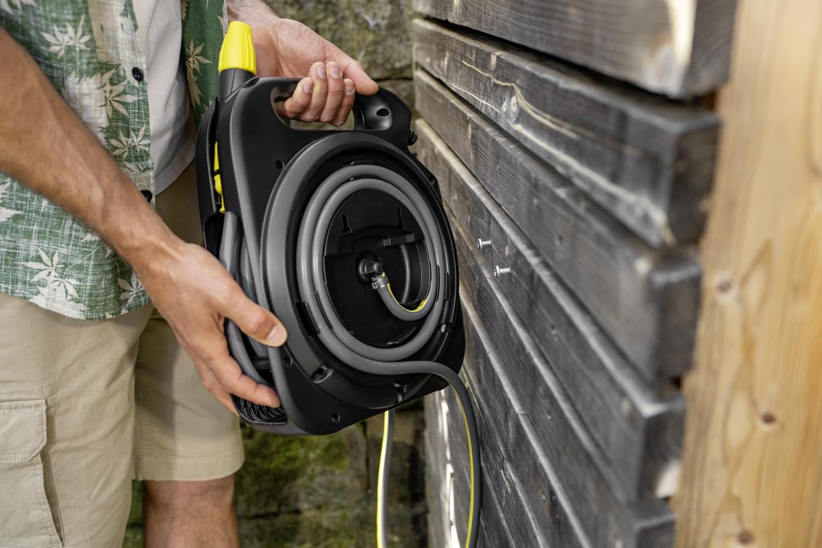 Kärcher Schlauchbox HBX 2.10 Compact, Anschlussschlauch 5/16": 2 m, Komfortables und schnelles Auf- und Abwickeln, inkl. 10 m Schlauch, Schwarz