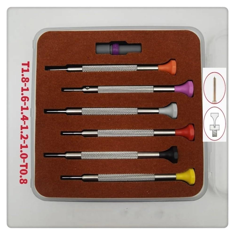 Fraomhfw One Color 6Pcs Precision Screwdriver Kit For 3135 2135 Watch Movement Repair Screwdrivers T-Shaped Anti Slip Screwdriver Watchmakers Tools