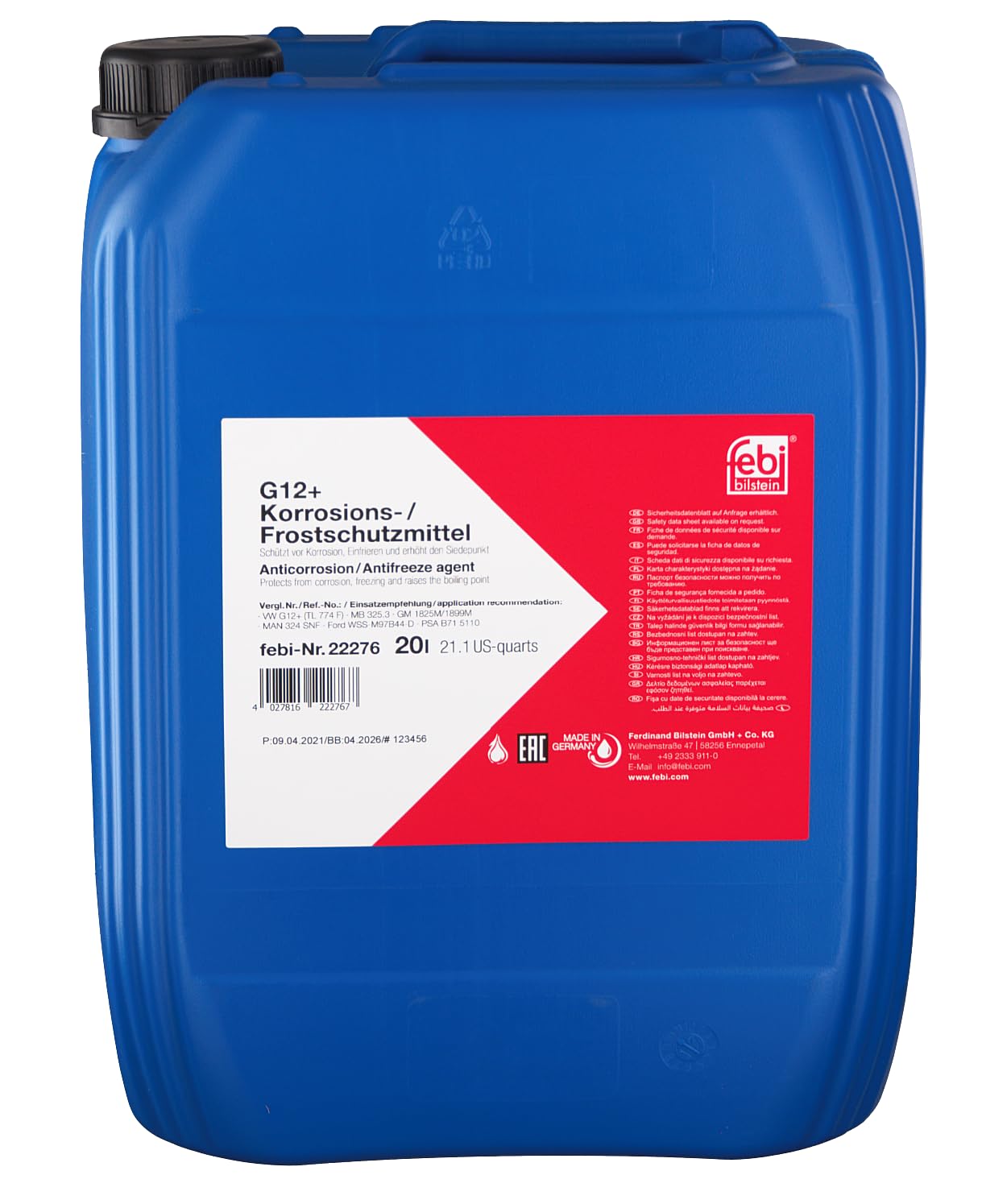 febi bilstein 22276 Korrosions- / Frostschutzmittel G12+ (Konzentrat), 20 l