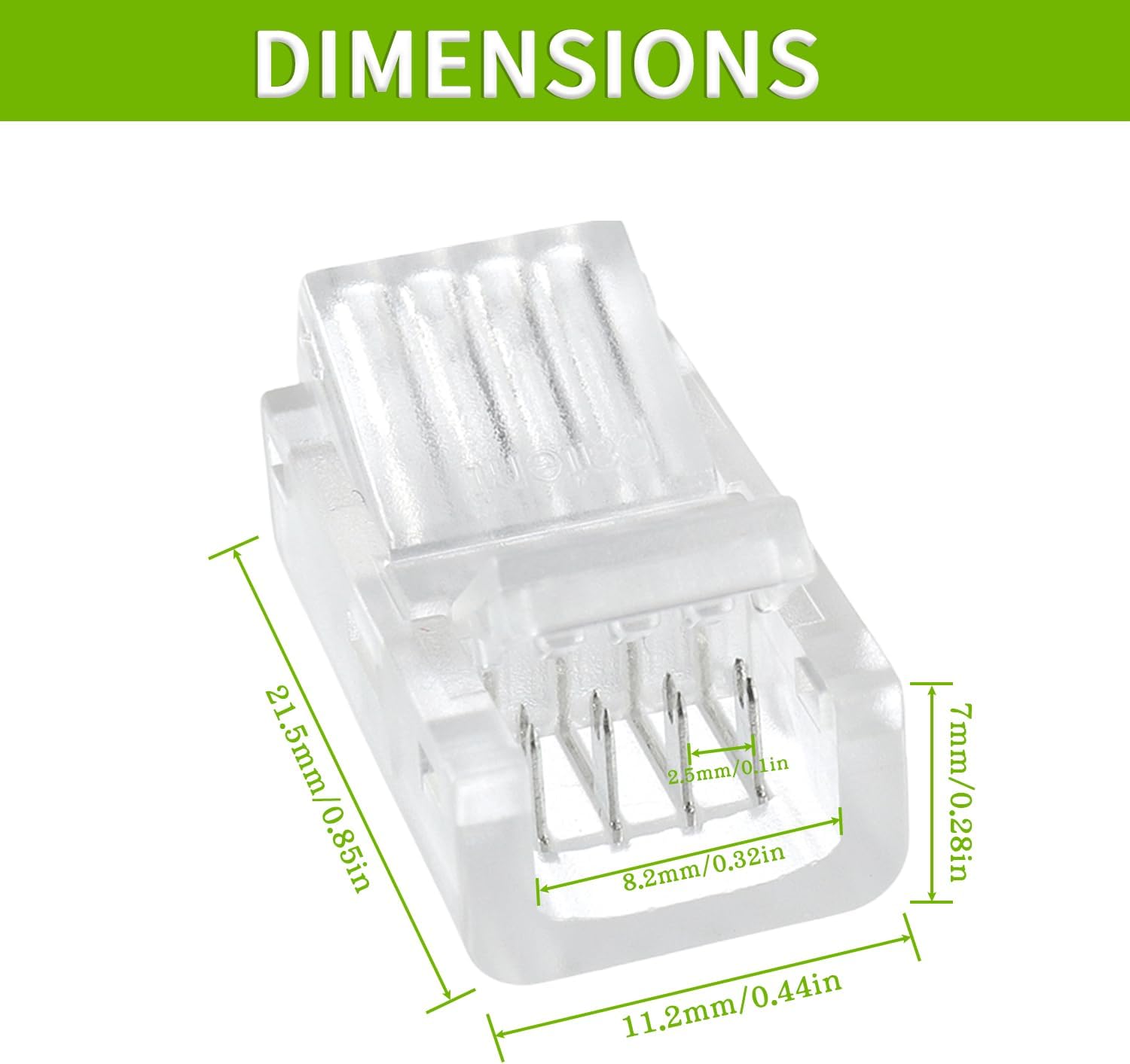 4 Pin 8 mm LED Strip Connector - RGB Lights Adapter (20pcs)