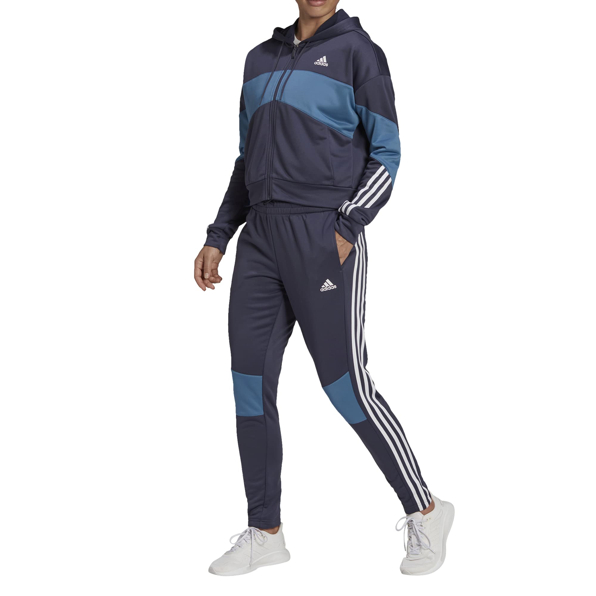 adidas Chándal de mujer Sportswear Bold Block azul Cod HD9033, azul marino / blanco, XL