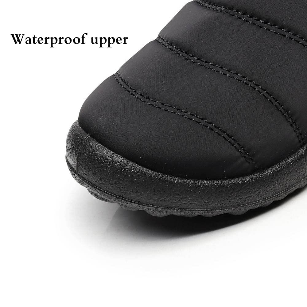 Boojoy Bottes d'hiver chaudes à enfiler pour homme et femme (43, Noir-a)