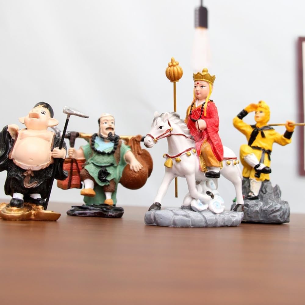 YUZDNM 4pcs Journey to The West Statue, Sun Wukong Figure, Resin Buddha Monk Sculpture for Home Office Decor, Collectable Gifts(#b)