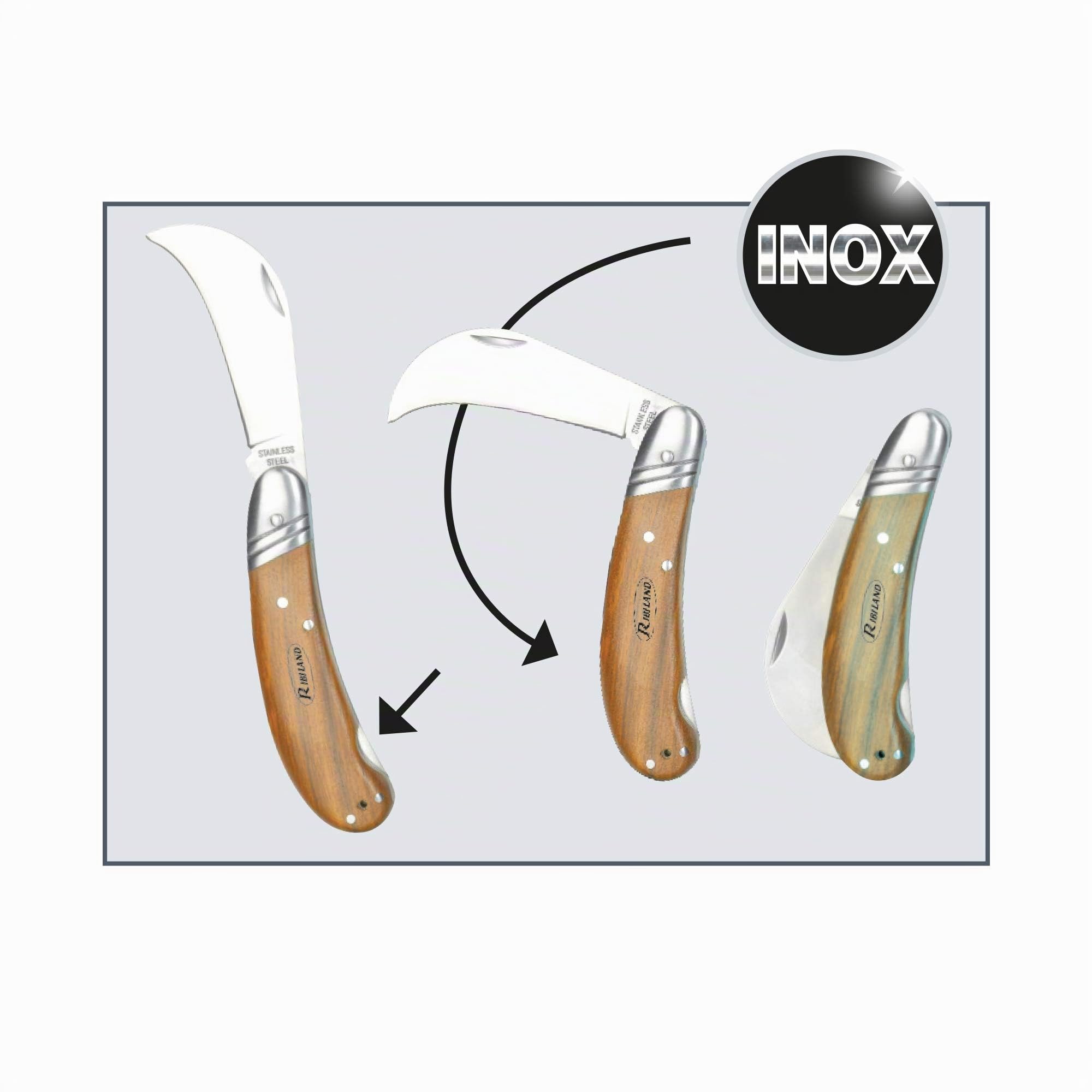 Ribimex Prcgref Coltello Per Innesto, Manico In Frassino, Marrone, 19 x 2 x 3 cm