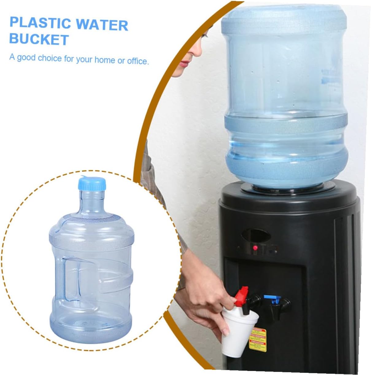 PartyKindom Plastic Water Bucket with Heat Resistant Handle pc Purified Water Bucket for Home Office Storage Pail for Liquid 10.43 X 6.29 X 6.29 in 1 pack image 4