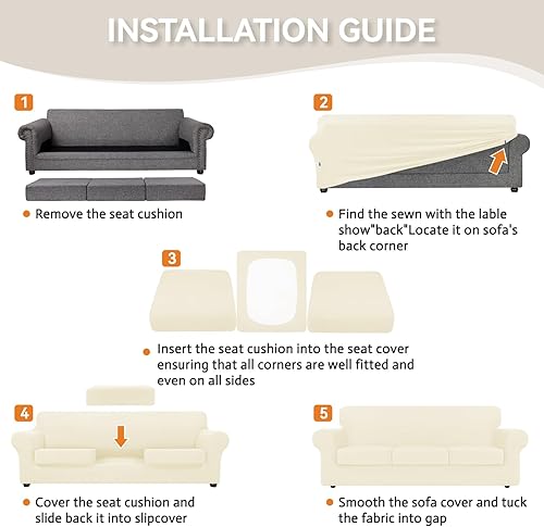 Miniatura 6 de KEKUOU Fundas elásticas para sofá de 3 cojines, aptas para mascotas, fundas de sofá, lavables, suaves, elásticas y protectoras de muebles para