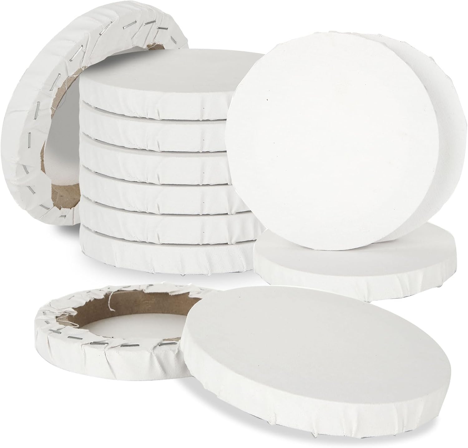 ABuff 15 Pack Round Canvases for Painting, 6 Inch Round Blank Canvas Bulk Pre Stretched Canvas White Canvas Boards, 100% Cotton, Art Supplies for Acrylic Pouring and Oil Painting