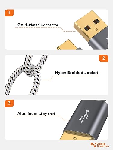 Miniatura 8 de Cable corto USB C de 6 pulgadas cable corto CableCreation USB a USB C cable de carga rápida 3A cable trenzado USB C macho a USB macho para batería