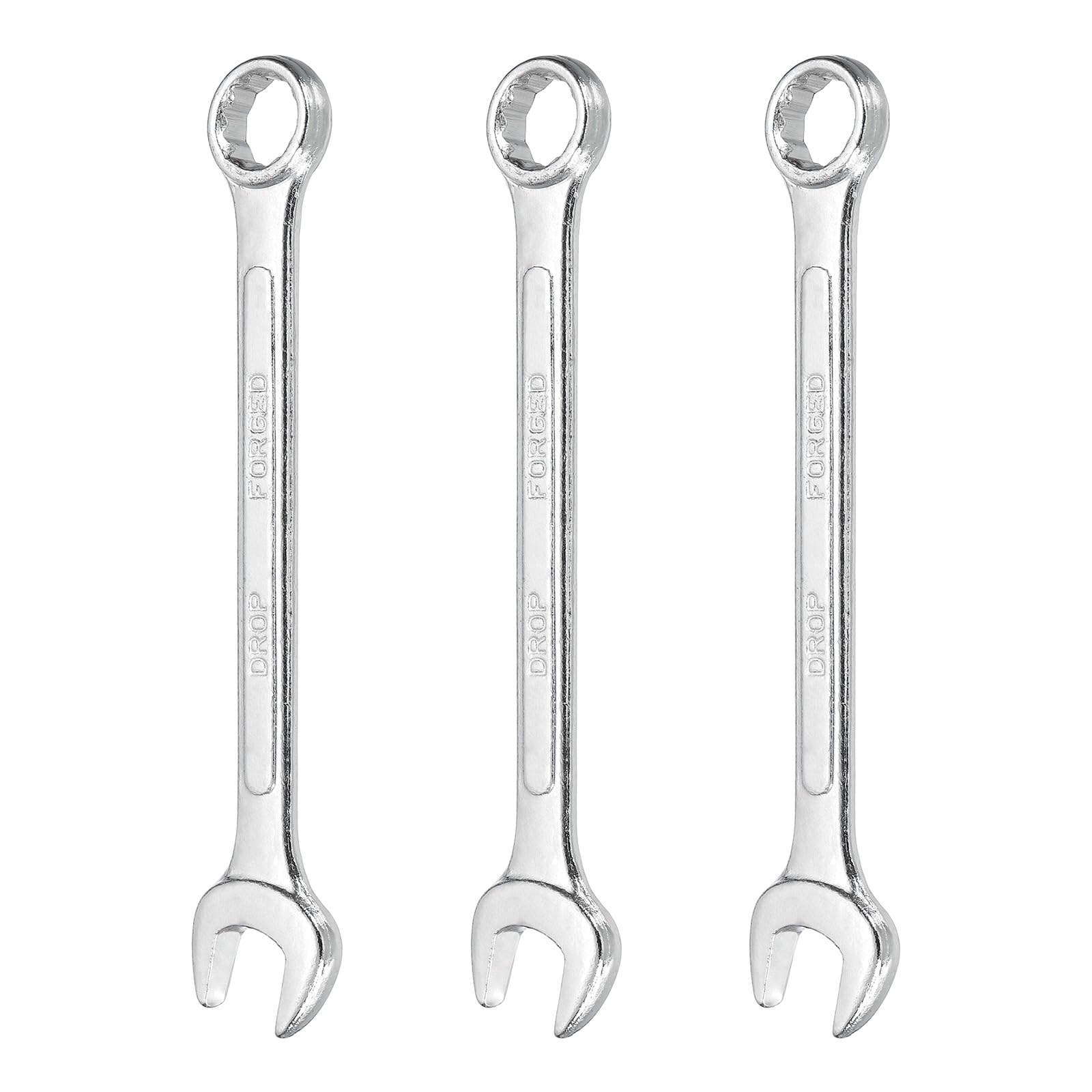 sourcing map 3Pcs Combination Wrench 14mm Metric 12-Point Box and Open End Zinc Plated Steel Double Ended Spanner Tool for Automotive Pipe Furniture Machinery DIY Repair, Silver White