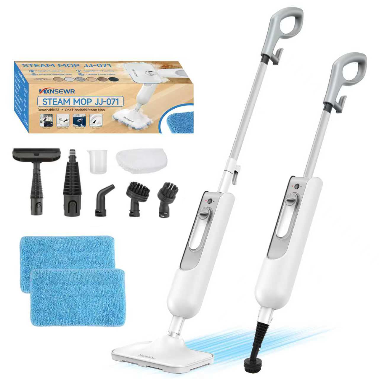 Steam Mop All-in-one Multi-Functional Powerful Steam Cleaner Handheld Detachable Floor Steamer with 2 Steam Level 380ML Water Tank