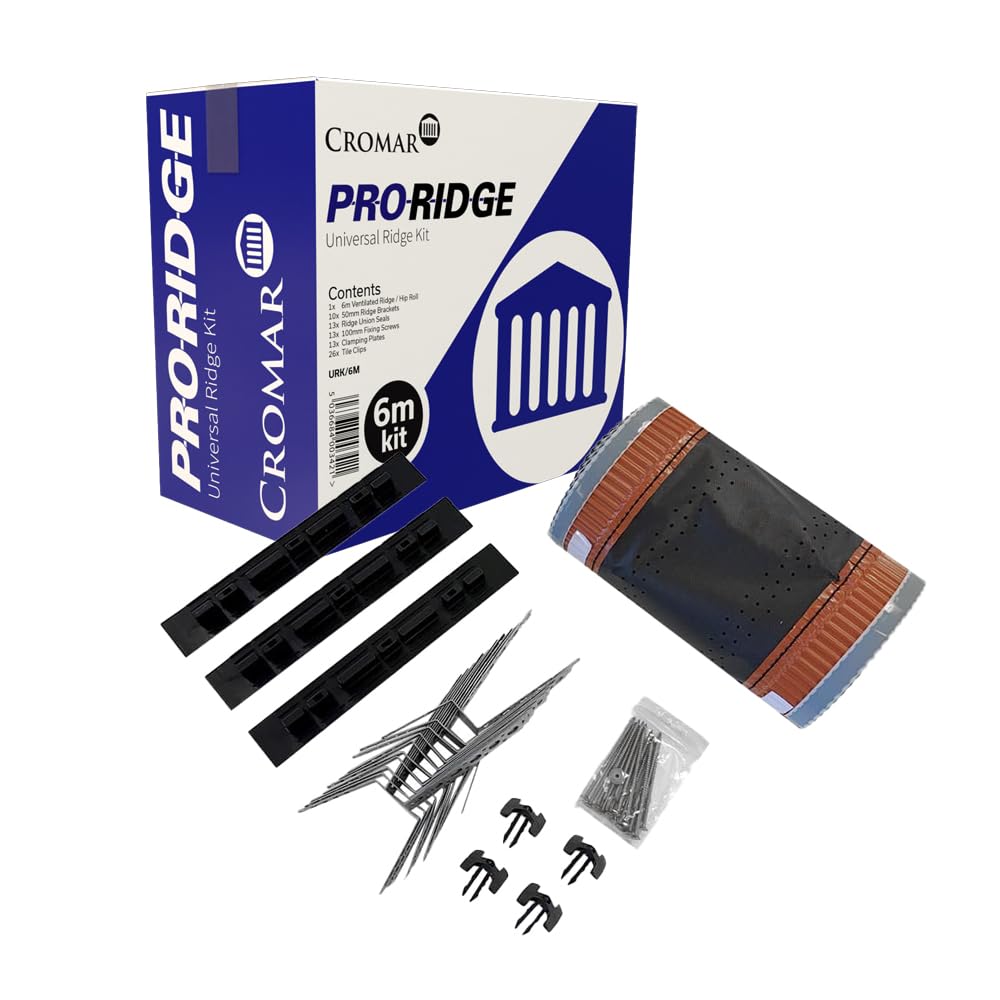 Cromar Pro Ridge Universal Dry Ridge and Hip Kit | Suitable for Ridge and Hip Applications, Mortar Free Ridge Tile Fitting System - 6m