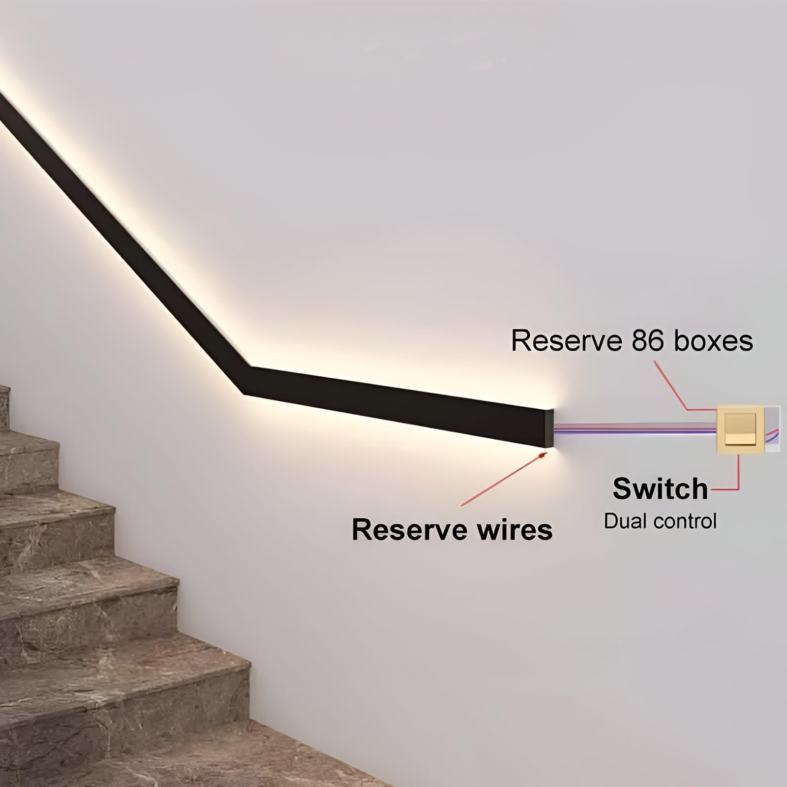Adjuble 1,5 m montowane na ścianie balustrady IR z czujnikiem światła - 3 kolory do użytku wewnątrz i na zewnątrz, idealne na ganek i oświetlenie wejściowe