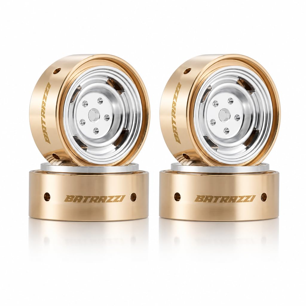 BATRAZZI 0.8" Aluminum 4-Slot Road Wheels for 1/24 SCX24/CR24/FCX24M for FMS Discovery/Range Rover Tacoma RC Crawler Upgrade parts (4 pcs) Silver โ image 1