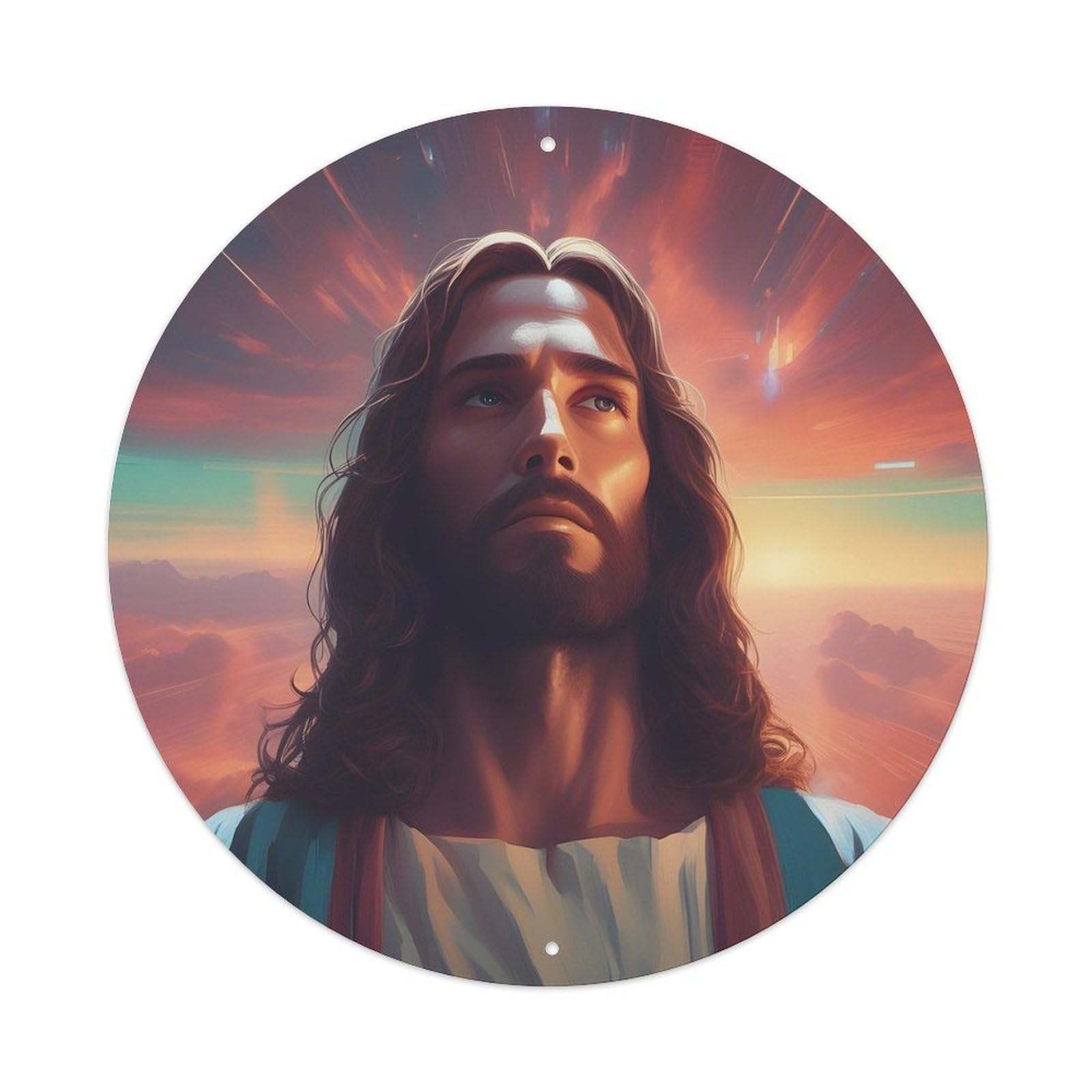 Jesus Looking Into The Distance Religious Metal Tin Sign