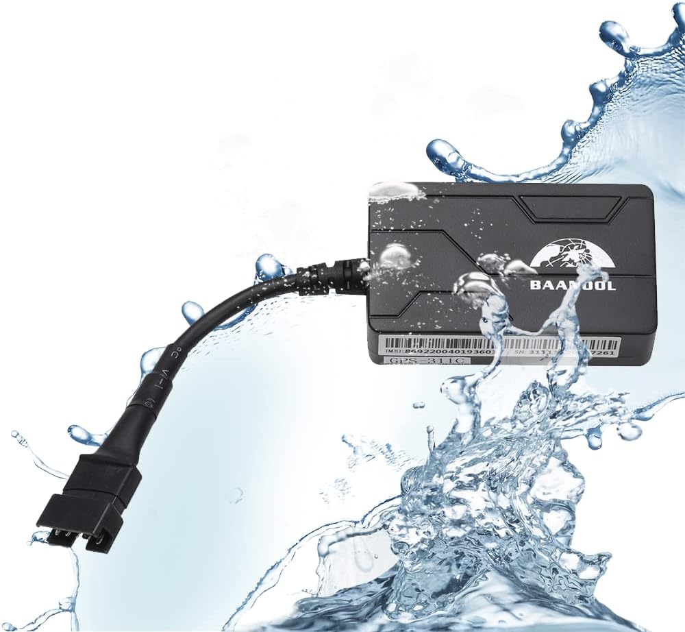 Dimensions of the BAANOOL GPS Tracker, showing length, width, and thickness.