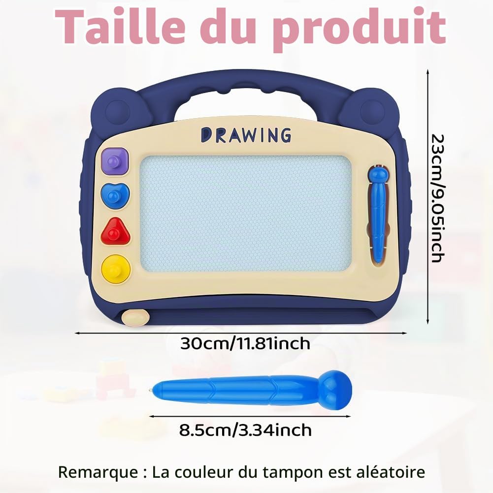 OFFCUP Ardoise Magique Enfant, Jouet Bebe 1-5 Ans Planche à Dessin Magnétique à 4 Couleurs avec Stylo et 4 Tampons, Tableau Magnétique Effaçable Jouet Éducatif pour Filles Garçons, Grand Vert