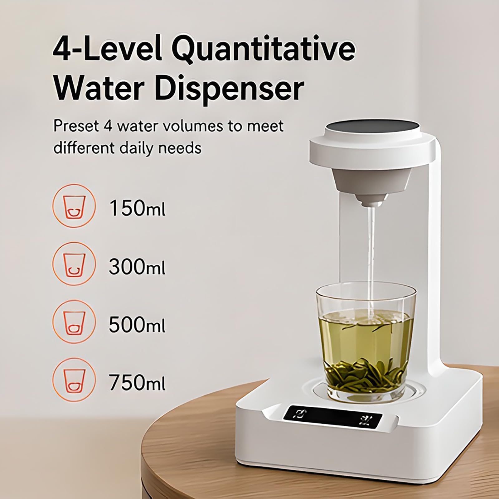 Elektrische Wasserflaschenpumpe, USB-Spender mit 4-Stufen-Steuerung | Tragbare automatische Trinkwasserpumpe mit quantitativer Dosierung, geräuscharmem Betrieb und One-Touch-Bedienung