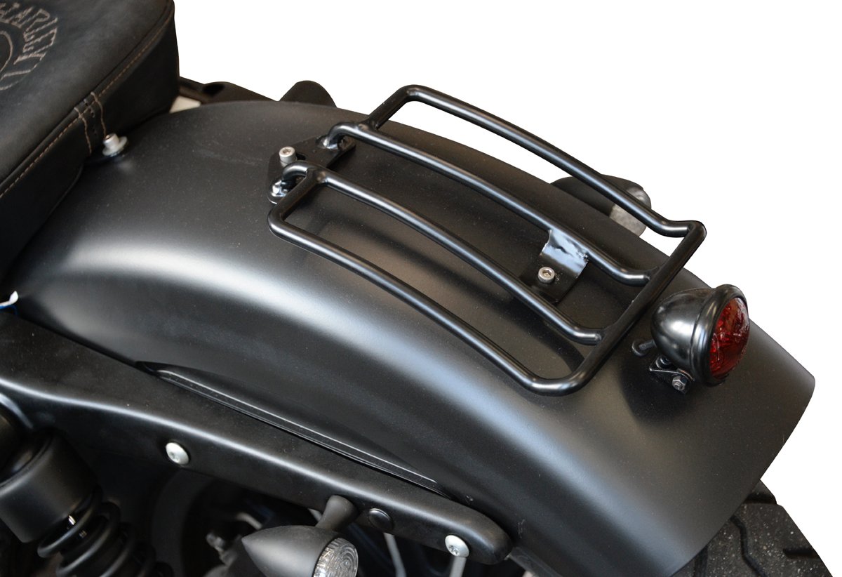 Gepäckträger schwarz seidenmatt Sportster XL 2004-21 & Sport ab 2022- mit Solo Sitz