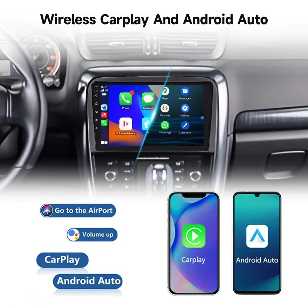 Autoradio Android 9 Pollici per Fiat Croma | CarPlay & Android Auto, Navigatore GPS, Bluetooth, WiFi, Schermo Touch HD, 4GB RAM + 32GB ROM 2005-2012