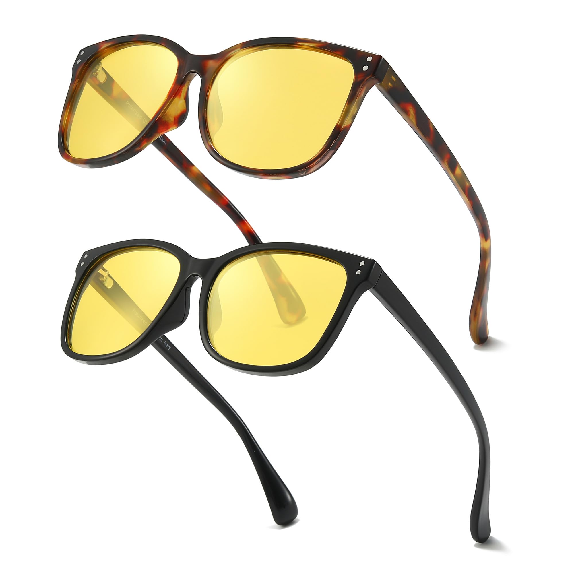 LVIOE 2 Stück Nachtfahrbrille für Damen Klare Sicht Blendschutz Augenschutz Komfortable Passform