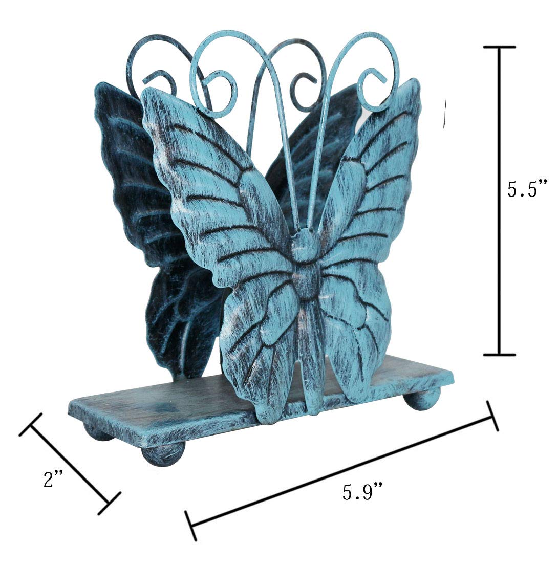 Servilletero de metal con diseño de mariposas para cocina con dispensador de pañuelos independiente