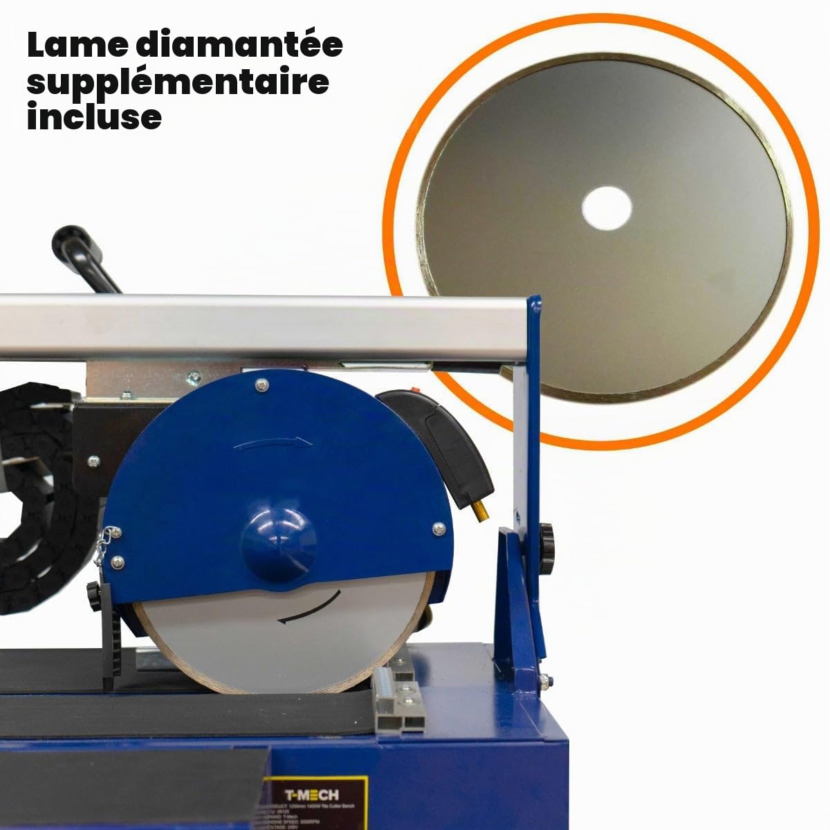 Scie à Carrelage sur Table de Sciage de 1200 mm Coupe Carreaux Électrique Moteur Robuste de 1400 W Angle de Coupe 0 à 45° Portable [2 x Lames de Recharge Diamantées & Guide Laser INCLUS]