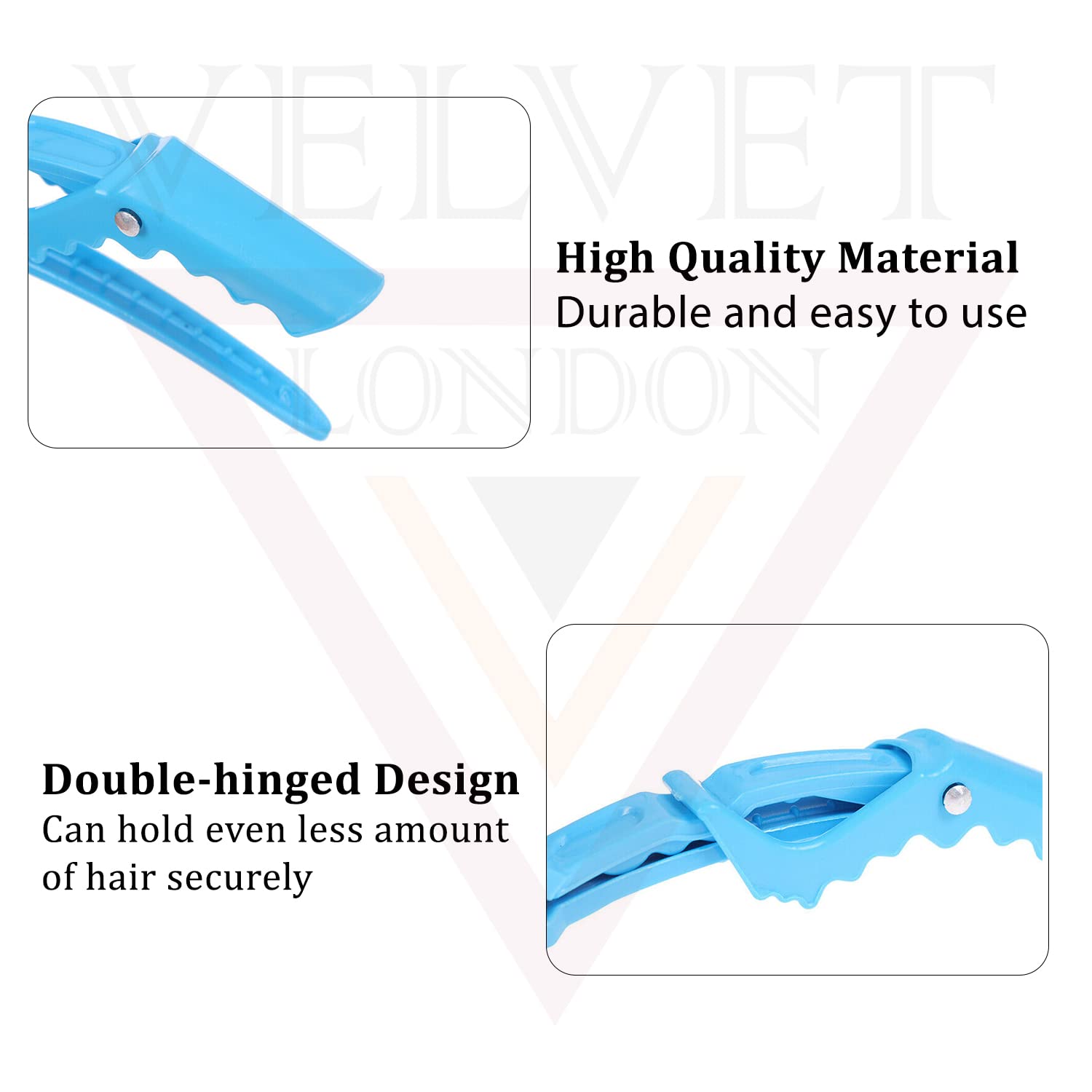 Velvet London 12PCS Crocodile Clips Hair, Sky Blue - Image 2