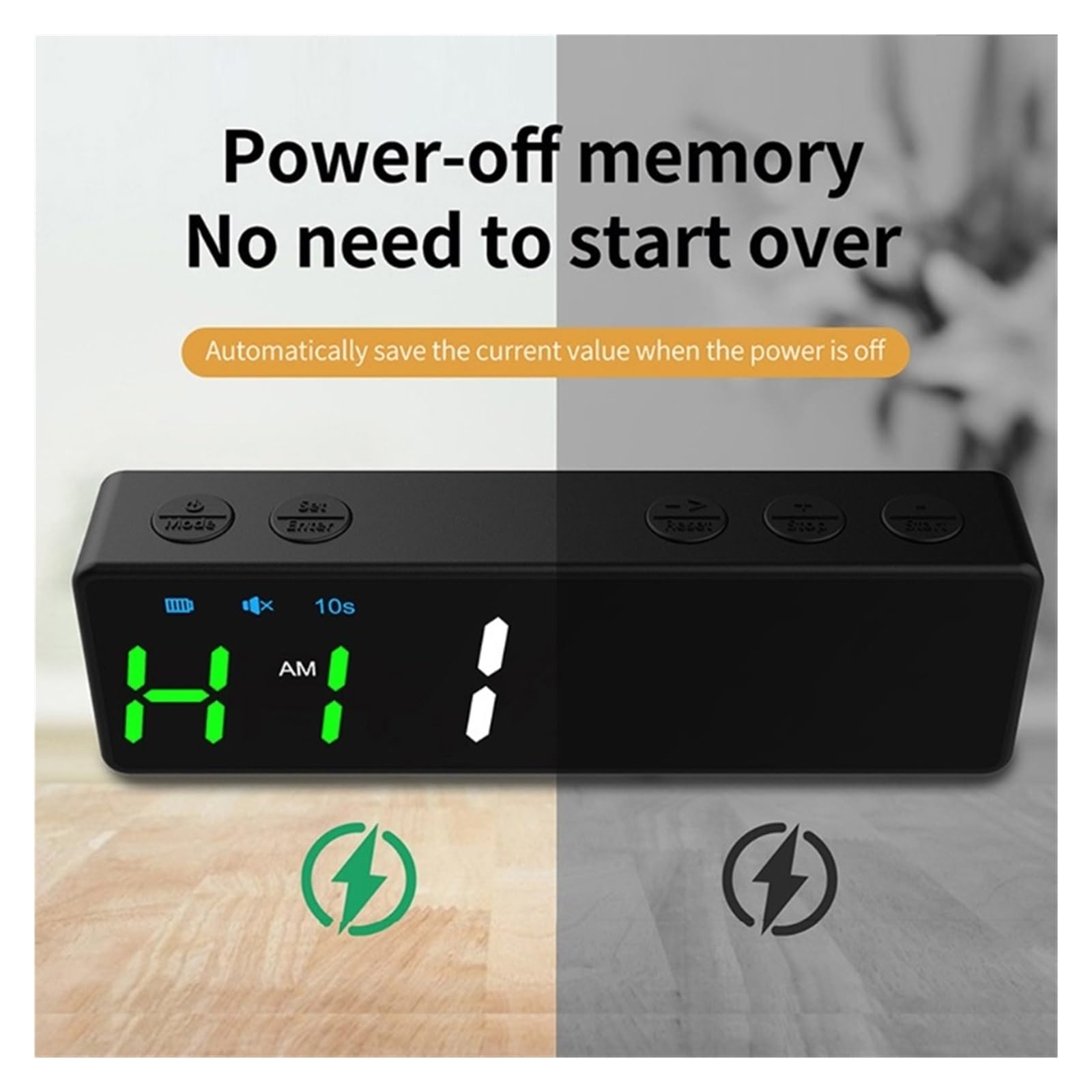 Licznik czasu fitness, Minutnik na siłownię Zegar treningowy Zegar interwałowy Stoper Odliczanie/w górę Timer interwałowy LED Trening fitness Timer Outdoor