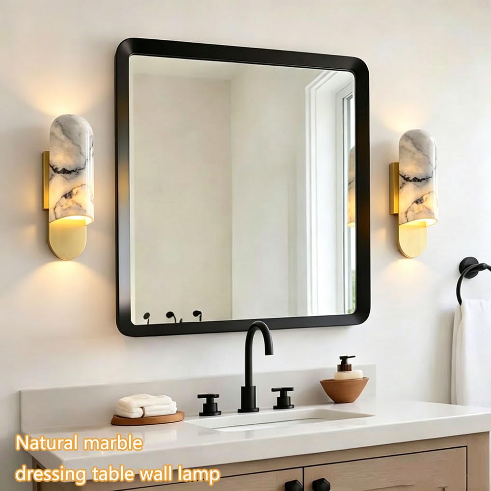 Applique da parete in stile industriale nordico, lampada da parete in marmo con sorgente luminosa G9, applique a muro in pietra naturale con cablaggio fisso, apparecchi di illuminazione a pare