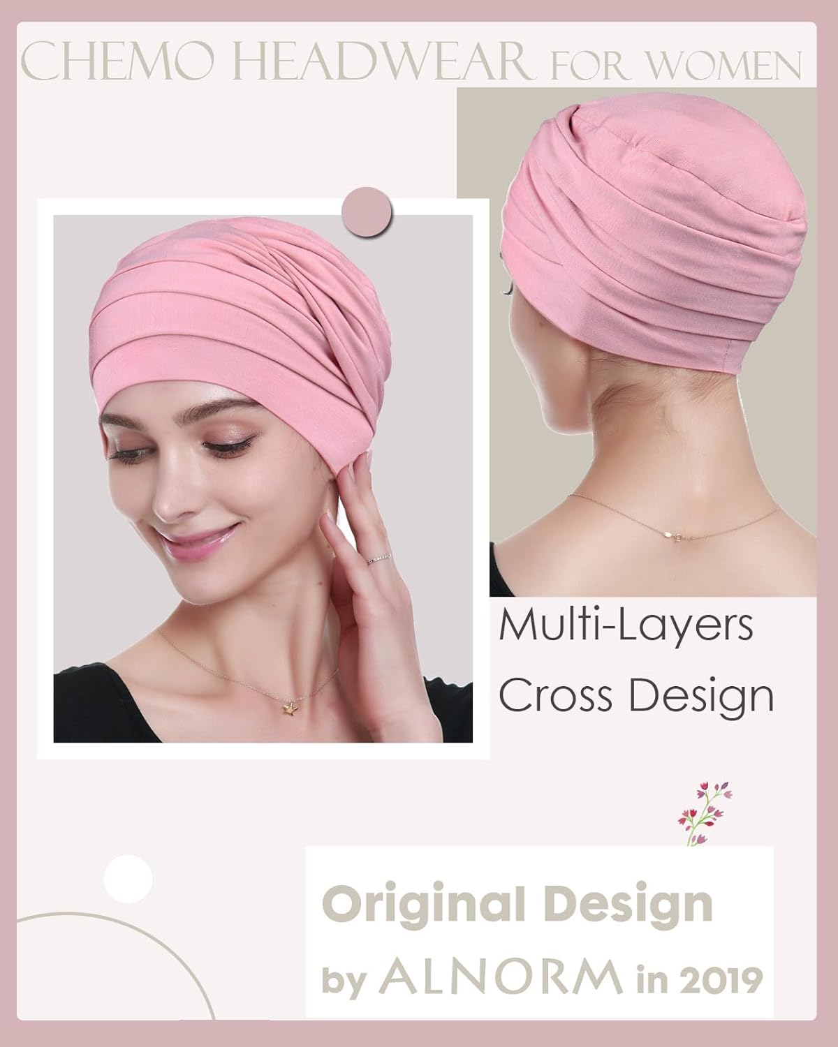Chemo Headwear Head Wraps for Cancer Patients Made of Viscose – Warm, Super Comfy - Image 4