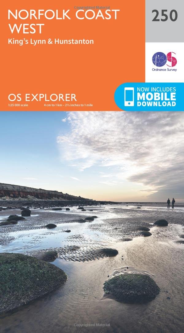 Norfolk Coast West Map | King’s Lynn & Hunstanton | Ordnance Survey | OS Explorer Map 250 | England | Walks | Hiking | Maps | Adventure