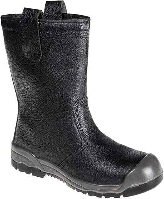 Portwest Steelite Rigger Boot S1P CI (With scuff cap), Size: 45, Colour: Black, FW13BKR45