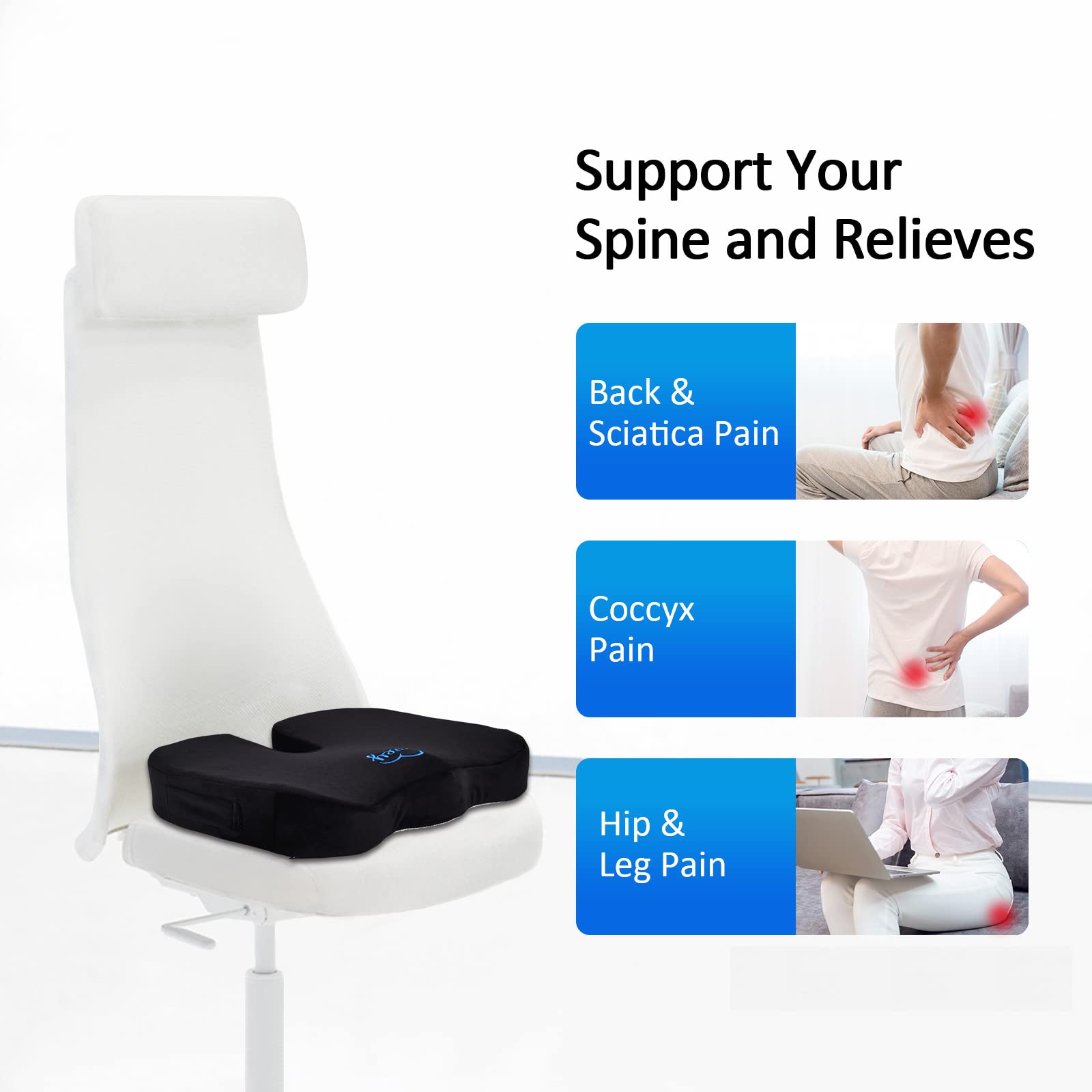 Buy Cozey Memory Foam Seat Cushion, Office Chair Cushion Orthopedic