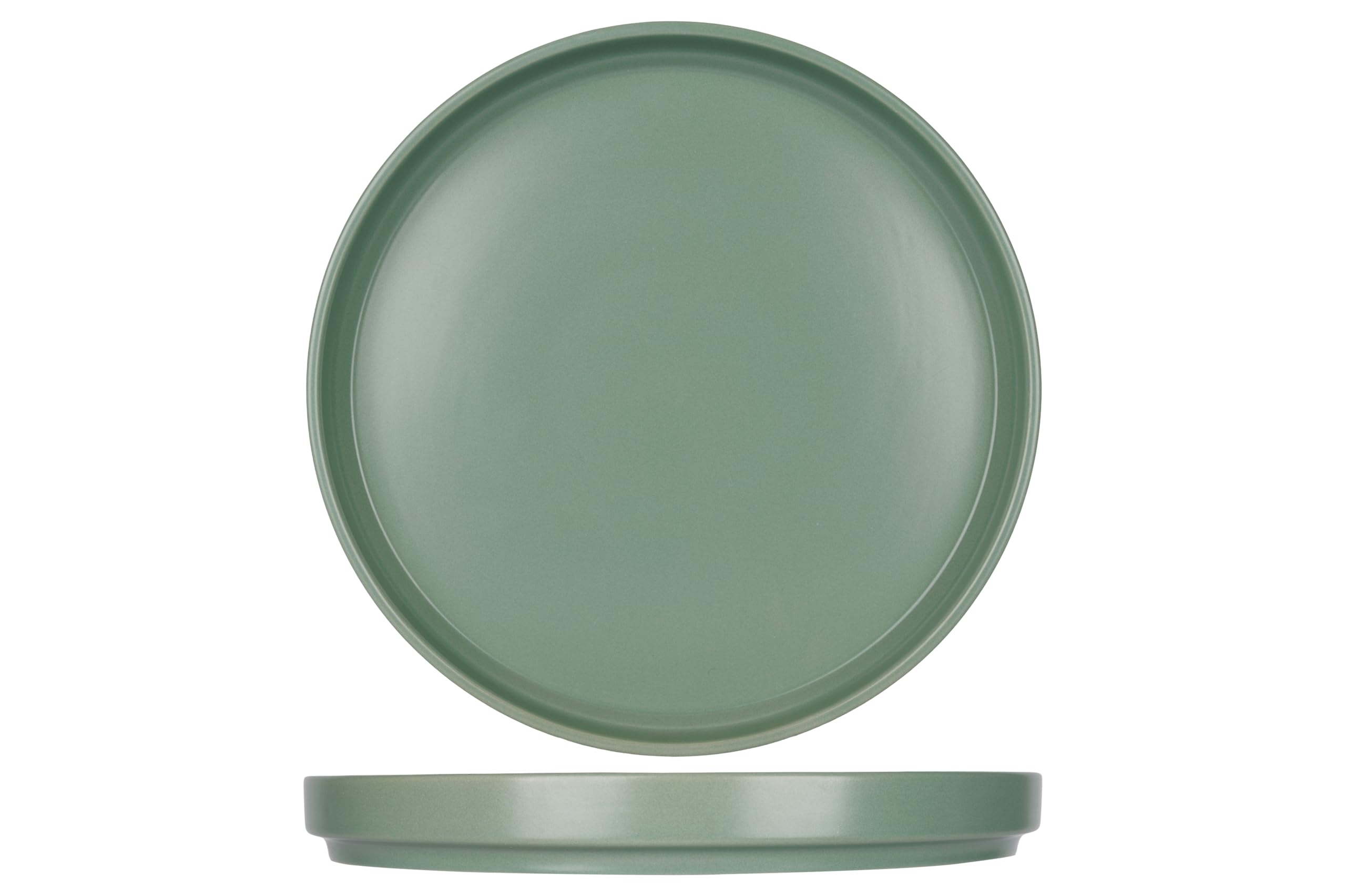 Cosy & Trendy Set of 6 Alto Stoneware Dinner Plates, Green, D26 cm