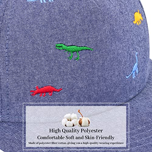 Kids Baseball Hat Toddler Boy Girl Sun Protection Hat Cotton Hats,Sun Hat For Baby Girls Boys Children (1-2 Years, Denim Blue - Embroidered Dinosaur) #TOP3
