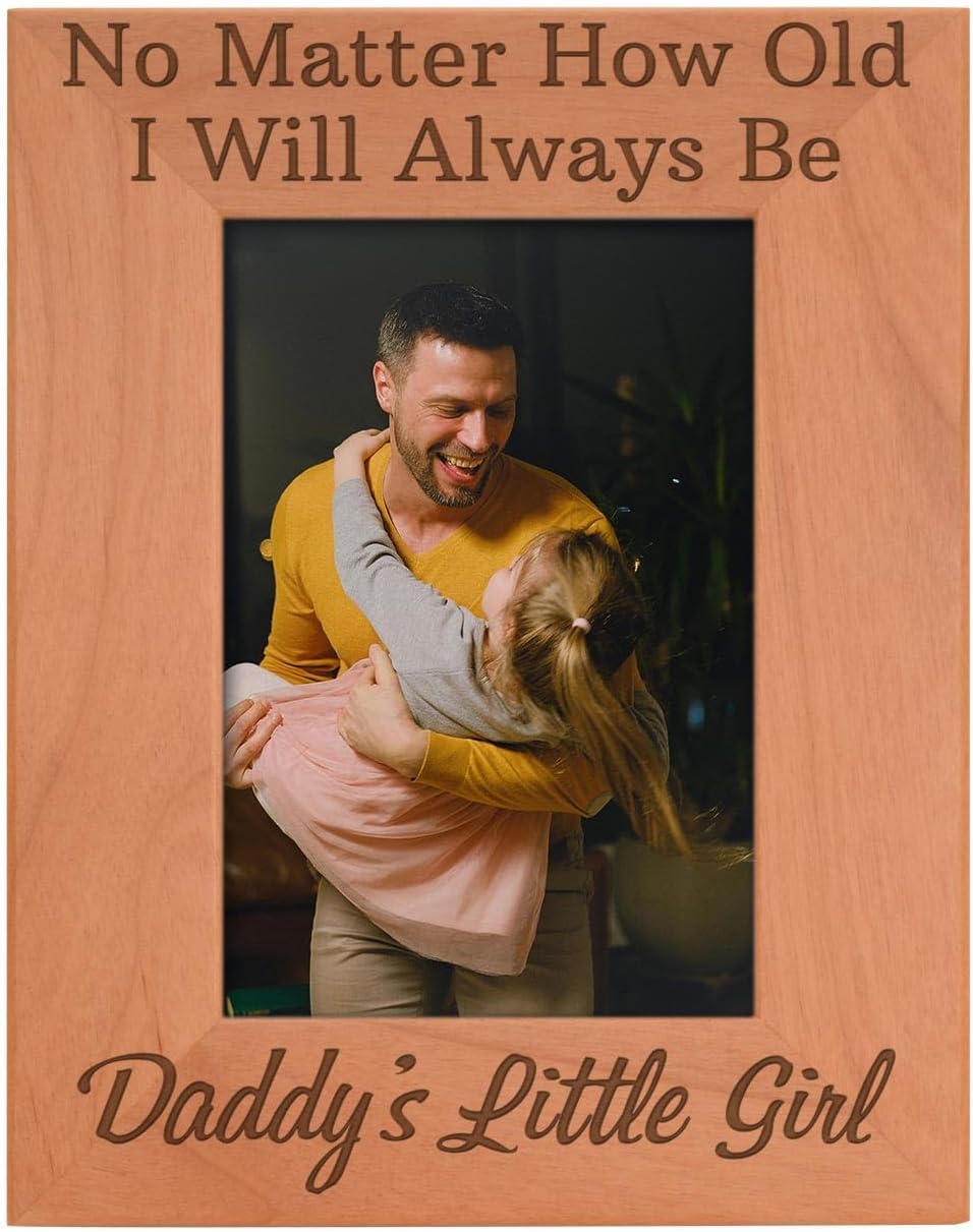 ThisWear Fathers Day Frame from Daughter I'll Always Be Daddy's Little Girl Natural Wood Engraved 5x7 Portrait Picture Frame Wood