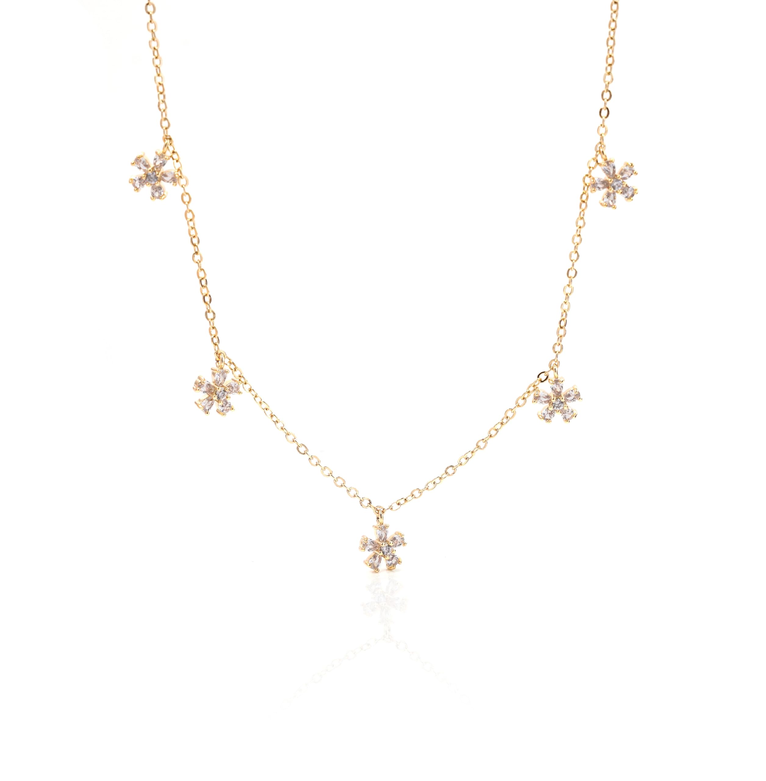 swashaa Blossomy Choker | Collar Necklace | Stainless Steel + Brass | Floral CZ Charms | Lightweight | Women & Girls | Ideal for Everyday, Party & Festive-picture-10