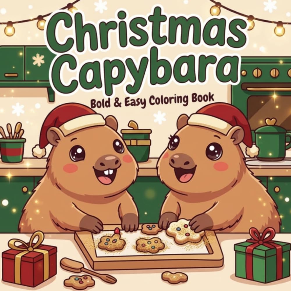 Christmas Capybara Bold and Easy Coloring Book: 50 Cute Holiday Designs Featuring Adorable Capybaras, Cozy Christmas Scenes, Gifts, Cookies, Hot Cocoa and Winter Fun for Teens, Adults and Seniors