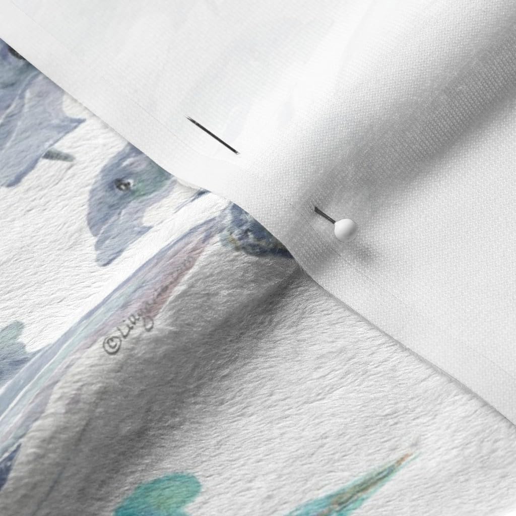 Spoonflower Fabric - Blue Swim Dolphin Art Gray Watercolor Boy Printed on Minky Fabric by The Yard - Sewing Baby Blankets Quilt Backing Plush