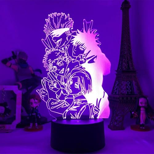 Miniatura 2 de BQQB Lámpara LED de anime, luz nocturna, luz de ilusión, Jujutsu Kaisen Ryomen Sukuna Yuji Itadori, lámpara 3D para decoración de dormitorio
