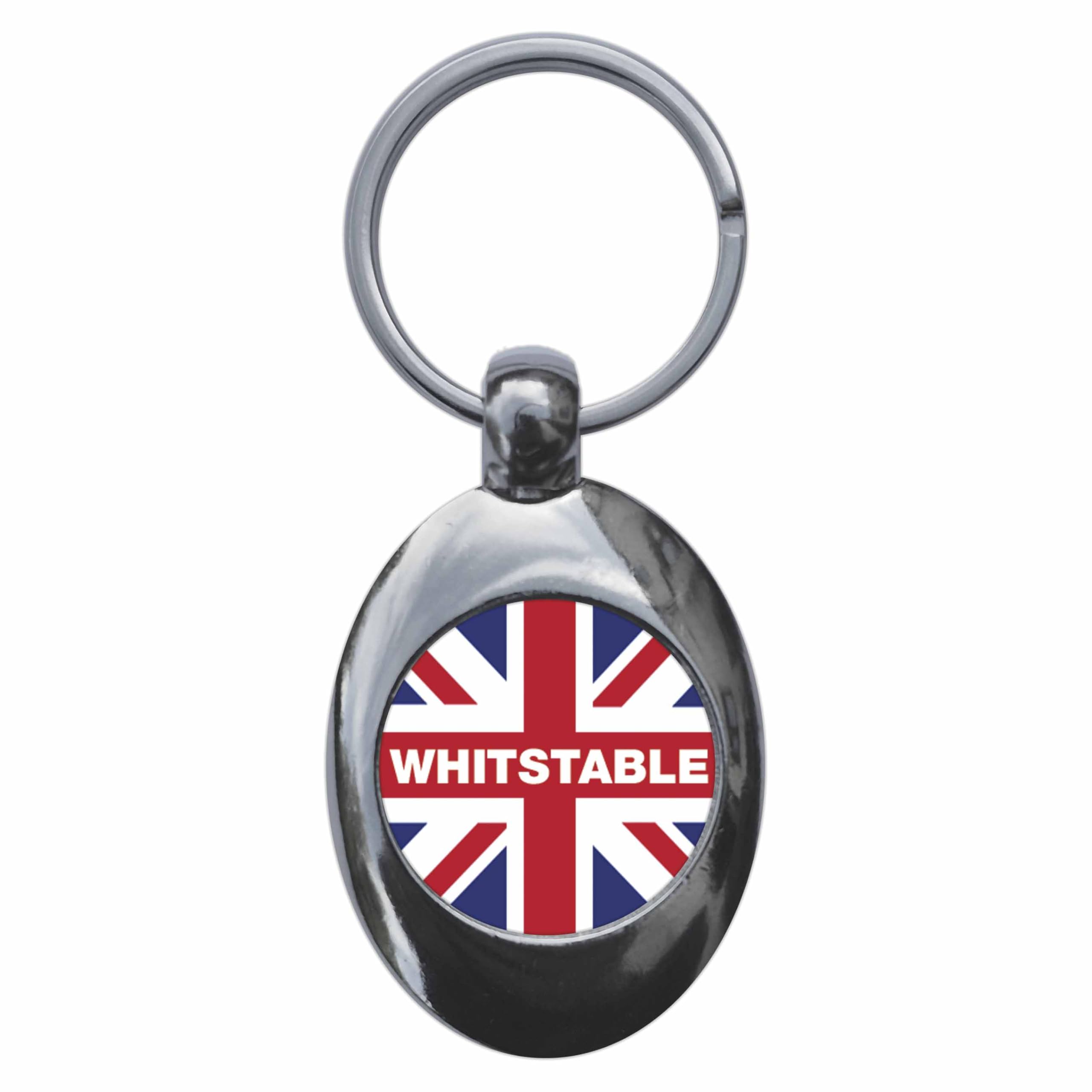 Ozorath Whitstable Union Jack Keyring Keychain With Trolley Coin