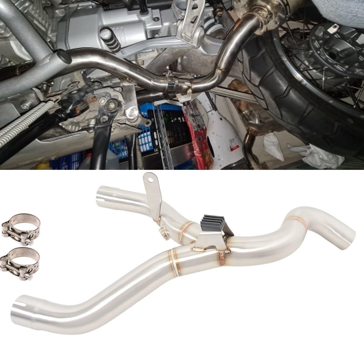 Tubo Di Scarico Moto Regolabile 48-51mm In Acciaio Inox - Con Silenziatore Per R1150R, R1150GS, CB400 | Design Alla Moda - Foto 8